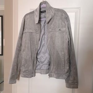 Maniere De Voir Gray / silver Suede bomber jacket L